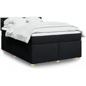 vidaXL Boxspring met matras stof zwart 140x190 cm
