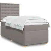 vidaXL Boxspringbed met matras, taupe, 90x190 cm, gestoffeerd