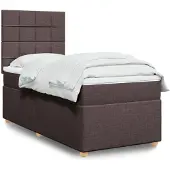 vidaXL Boxspring met matras stof donkerbruin 90x200 cm