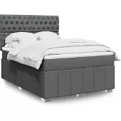 vidaXL Boxspring met matras stof donkergrijs 160x200 cm