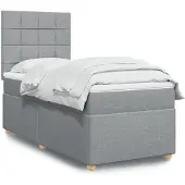 vidaXL Boxspring met matras stof lichtgrijs 80x200 cm