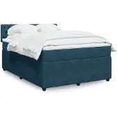 vidaXL Boxspringbed met matras, blauw, 160x200 cm, fluweel