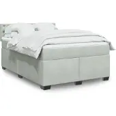 vidaXL Boxspring met matras fluweel lichtgrijs 140x200 cm