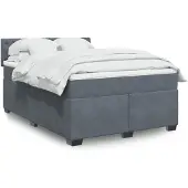 vidaXL Boxspring met matras fluweel donkergrijs 140x200 cm