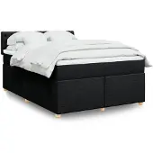 vidaXL Boxspring met matras stof zwart 160x200 cm