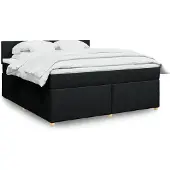 vidaXL Boxspring met matras stof zwart 180x200 cm