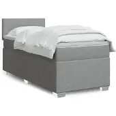 vidaXL Boxspring met matras stof lichtgrijs 90x190 cm