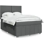 vidaXL Boxspring met matras stof donkergrijs 140x190 cm