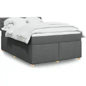 vidaXL Boxspringbed met matras, donkergrijs, 140x200 cm, gestoffeerd