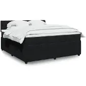 vidaXL Boxspring met matras fluweel zwart 180x200 cm
