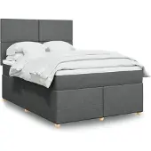 vidaXL Boxspring met matras stof donkergrijs 140x200 cm