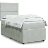 vidaXL Boxspring met matras fluweel lichtgrijs 80x200 cm