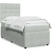 vidaXL Boxspring met matras fluweel lichtgrijs 80x200 cm
