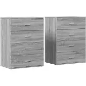 vidaXL Dressoirs, 2 stuks, grijs Sonoma, 60x39x80 cm, houtvezel