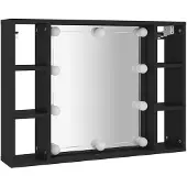 vidaXL Spiegelkast met LED-verlichting, zwart, 76x15x55 cm