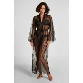 Hunkemoller Lange Kimono Allover Lace Zwart Dames | Maat: XS/S