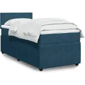 vidaXL Boxspring met matras fluweel blauw 90x200 cm