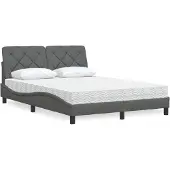 vidaXL Bed met matras stof donkergrijs 120x200 cm