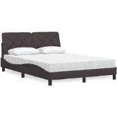 vidaXL Bed met matras stof donkerbruin 140x190 cm