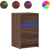 vidaXL Nachtkastje met LED-verlichting bewerkt hout bruin eikenkleur