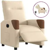 vidaXL Fauteuil verstelbaar elektrisch stof crèmekleurig