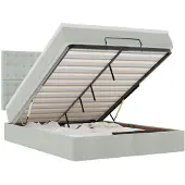 vidaXL Ottomanbed met matras, lichtgrijs, 140x200 cm, fluweel