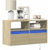 vidaXL Tv-wandmeubel met LED-verlichting 80x31x45 cm sonoma eikenkleur