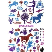 Knorrtoys Knutselset GLITZA party studio met 180 tattoos Ontwerpstudio met loep (set)