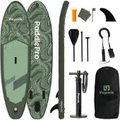 LifeGoods SUP Board Allround Compact - 100 KG Draagkracht - 300 x 76 cm - Opblaasbaar - Compleet SUP pakket - Groen/Legergroen
