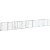 vidaXL Gabion met deksel, 800x50x100 cm, verzinkt staal