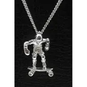 MOOYE ® - Collectie Zilveren Skate boarder ketting hanger