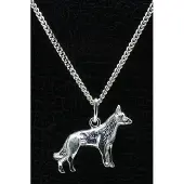 MOOYE ® - Collectie Zilveren Herdershond ketting hanger - groot