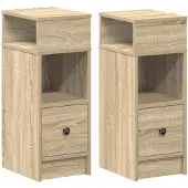 vidaXL Nachtkastjes 2 st met lade 25x31x66 cm sonoma eikenkleurig