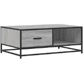vidaXL Salontafel grijs Sonoma, 90x57x35 cm, van houtvezel en metaal