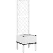 vidaXL Plantenbak met latwerk 40x40x142 cm polypropeen wit
