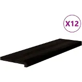 vidaXL Traptreden 12 st 90x25x2 cm massief eikenhout bruin-zwart