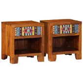vidaXL Nachtkastje 2 st 40x35x45 cm massief acaciahout
