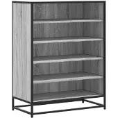 vidaXL Schoenenkast 75x38x97,5 cm bewerkt hout en metaal grijs sonoma