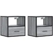 vidaXL Nachtkastjes 2st wandgemonteerd 40x31x39,5cm grijs sonoma eiken