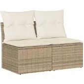 vidaXL 2-delige Loungeset met kussens poly rattan acacia beige