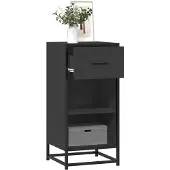 vidaXL Dressoir 35,5x35x76 cm bewerkt hout en metaal zwart