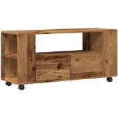 vidaXL Tv-meubel met wielen 102x34,5x43 cm bewerkt hout oud hout
