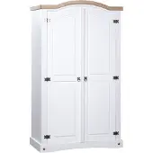 vidaXL Garderobe, Mexicaanse stijl, grenenhout, 2 deuren, wit