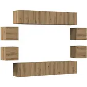 vidaXL Tv-meubelset Artisanaal eiken Bewerkt hout