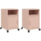 vidaXL Nachtkastjes 2 st 36x39x59 cm staal roze