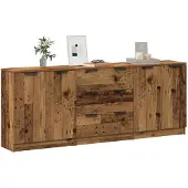 vidaXL Dressoirs, 3 stuks, met uitstraling van oud hout, 60x30x70 cm, van houtvezel