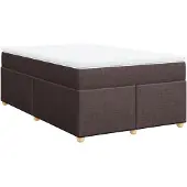 vidaXL Boxspring met matras stof donkerbruin 120x200 cm