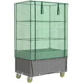 vidaXL Verhoogde plantenbak met opzetstuk en wielen, rattanlook, 80x50x182 cm