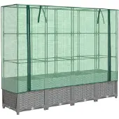 vidaXL Verhoogde tuinbed met kasopbouw, rattanlook, 160x40x138 cm