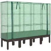 vidaXL Verhoogde tuinbed met kasopbouw, rattanlook, 160x40x140 cm